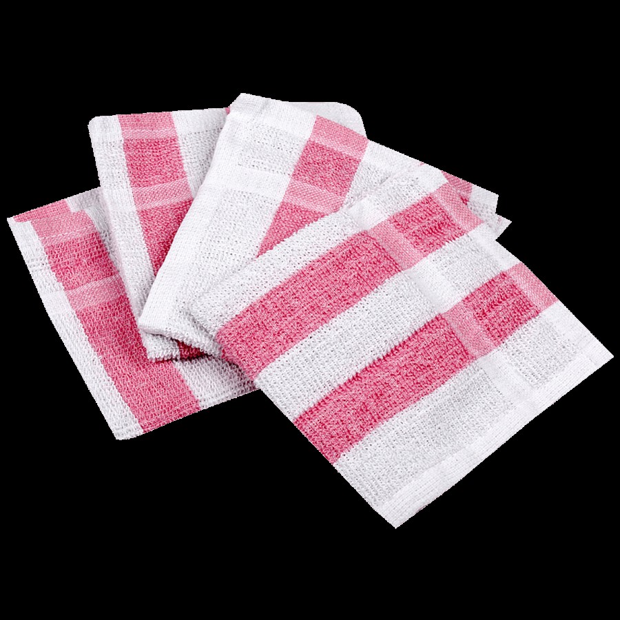 Brodees Cotton Face Towel - White/Pink