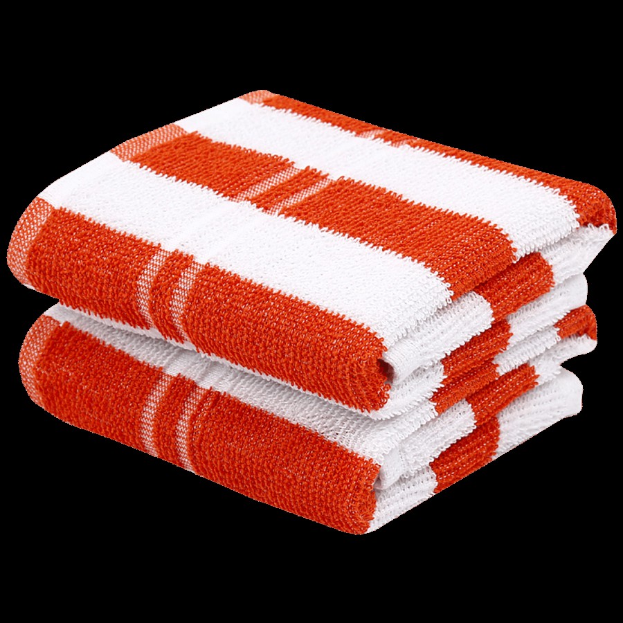 Brodees Cotton Hand Towel - White/Orange