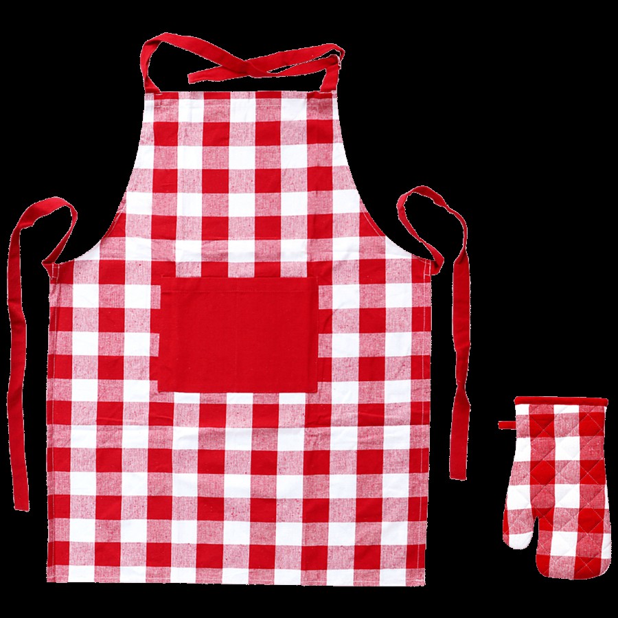 Brodees Cotton Kitchen Apron - With Front Center Pocket