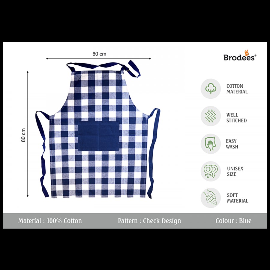 Brodees Cotton Kitchen Apron - With Front Center Pocket