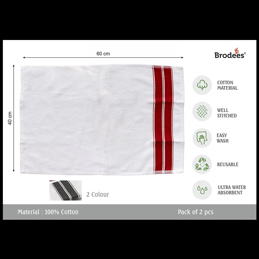 Brodees Cotton Terry Kitchen Towel - Red & Grey