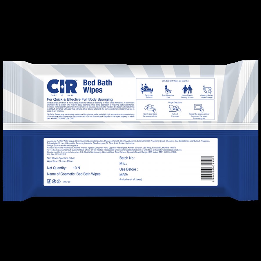 CIR Bed Bath Wipes - With Aloe Vera & Olive Extracts