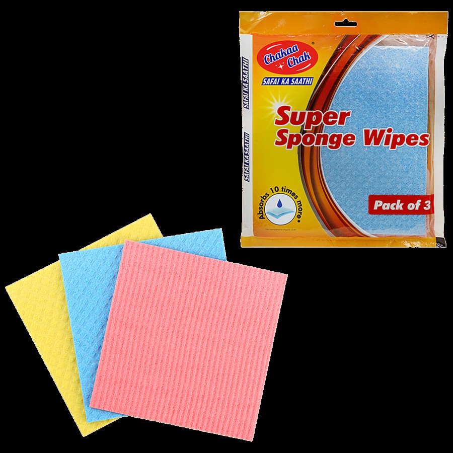 Chakaachak Super Sponge Wipes - Scratch Free Cleaning For Glass