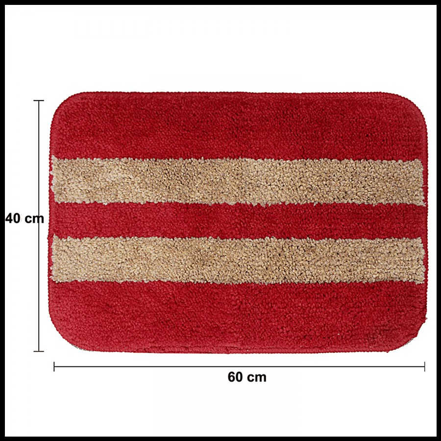 JBG Home Store Anti-Slip Microfibre Bathmat Stripe - Red (40cm x 60cm)