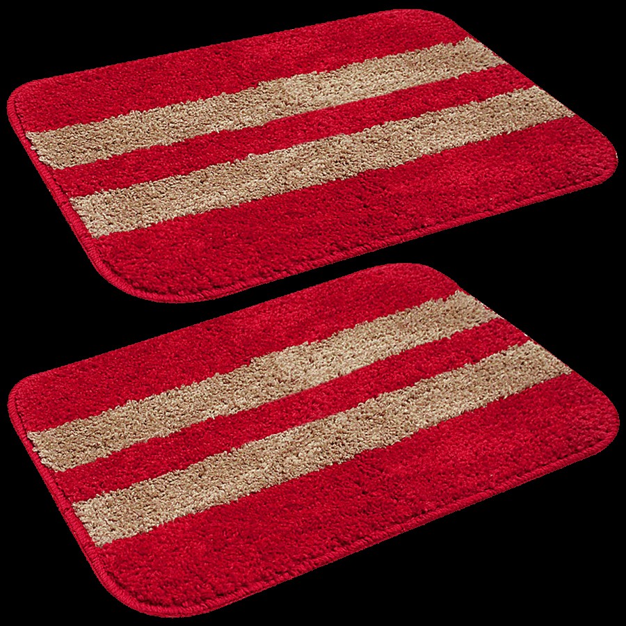 JBG Home Store Anti-Slip Microfibre Bathmat Stripe - Red (40cm x 60cm)