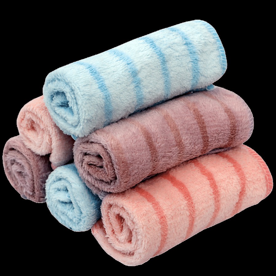 JBG Home Store Ultra Soft Absorbent Luxury Microfiber Face Towel - Stripes Pattern