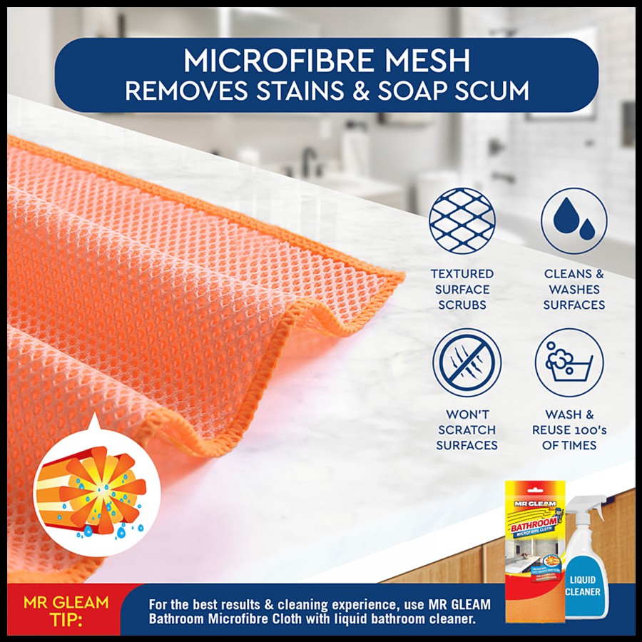 Mr Gleam Microfiber Bathroom Cloth - Absorbent & Lint Free