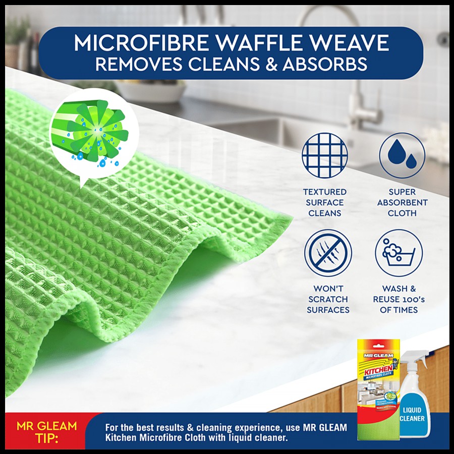 Mr Gleam Microfibre Kitchen Cloth - For Wining & Deep Cleaning Surfaces