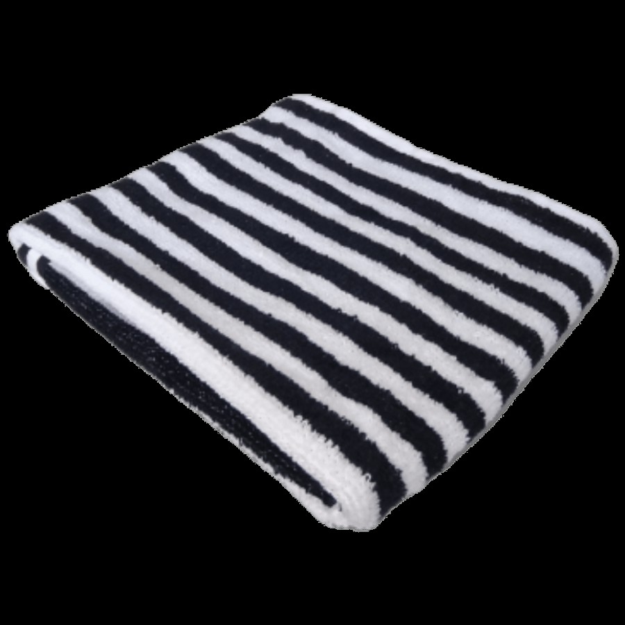 VC Cotton Hand & Face Towel - Black & White Stripes