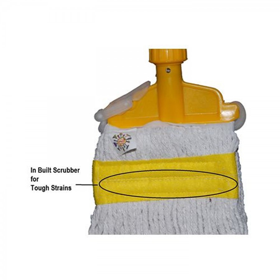 Magix Clip Mop Plastic & Cotton Threads - With122 cm Rod With 15 cm Clip