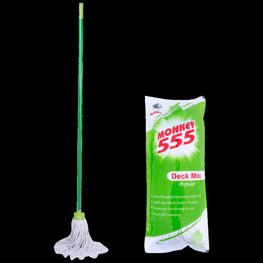 Monkey 555 Round Deck Mop - Plastic & Cotton Threads