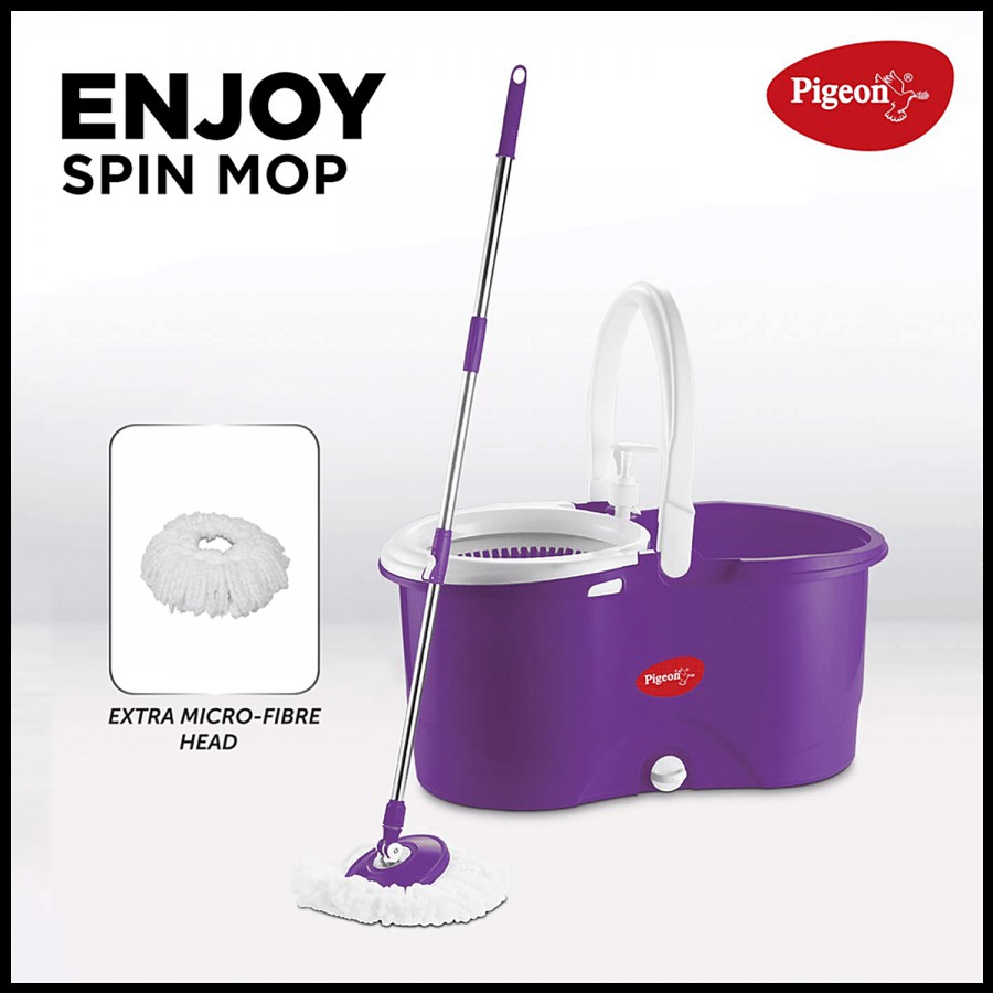 Pigeon by Stovekraft Steel Spin Mop With Twin Buckets - Plastic