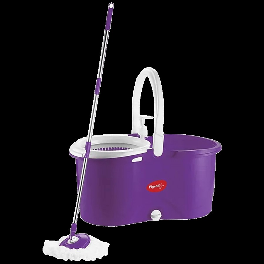 Pigeon by Stovekraft Steel Spin Mop With Twin Buckets - Plastic