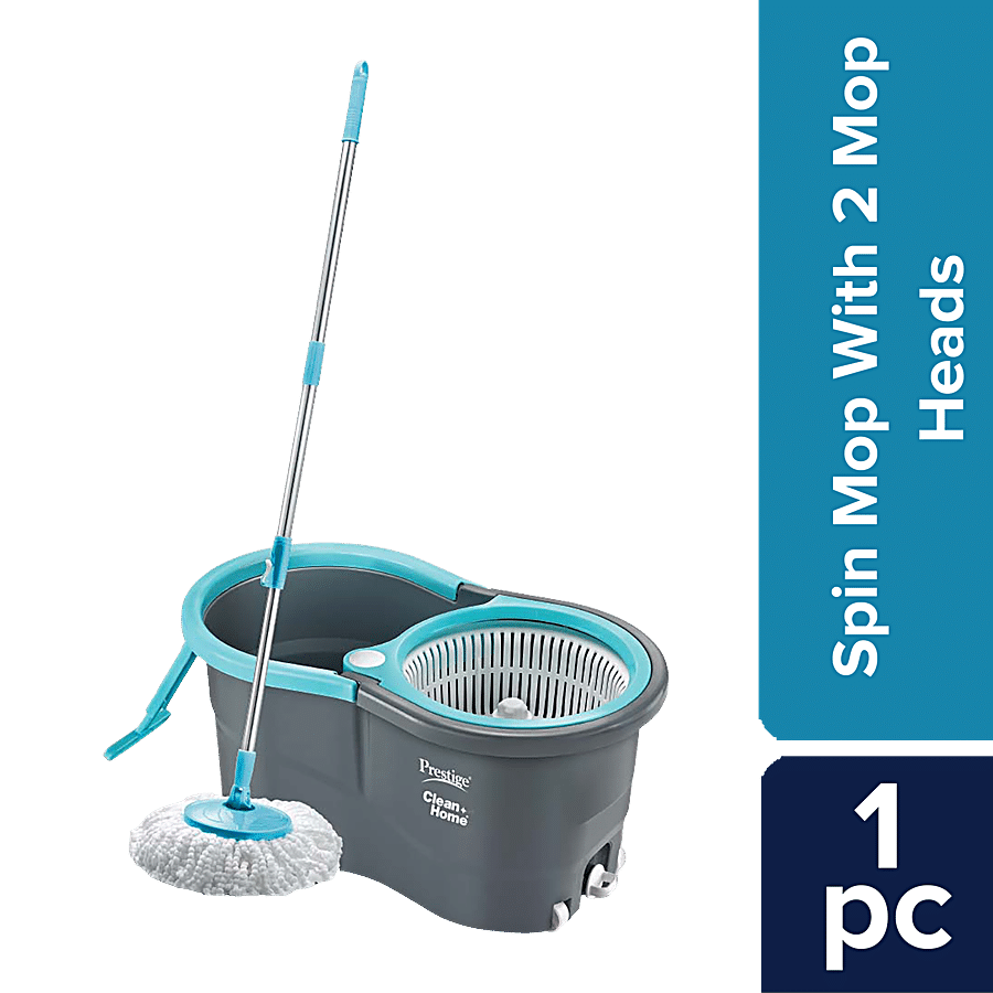 Prestige CleanHome Alpha Mop With 2 Microfibre Mop Heads - Grey & Blue