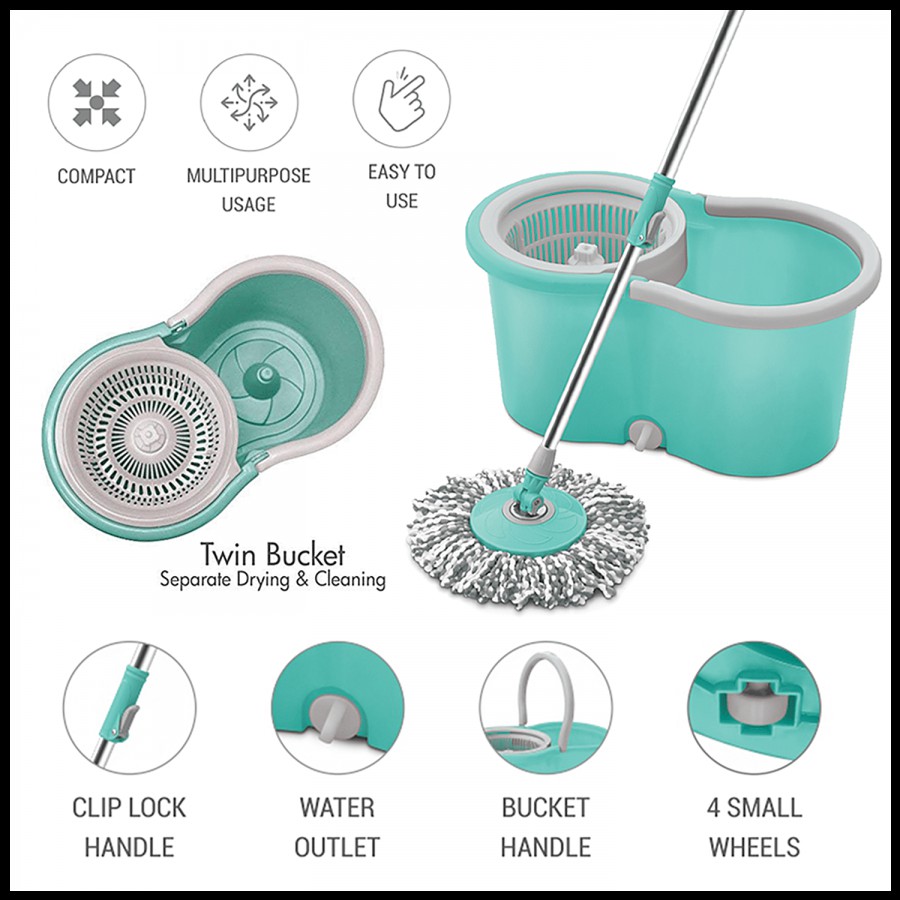 Spotzero Spin Mop & Bucket With Wheels - Plastic