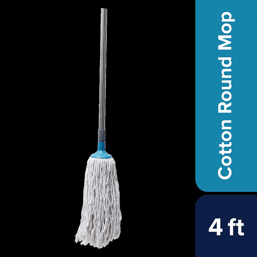 bb home Round Deck Cotton Mop/Wet Mop With 4 ft Stainless Steel Rod