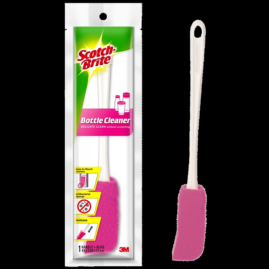 Scotch brite Bottle Cleaner Brush With Anti-bacterial Sponge & Non-Scratch Cleaning