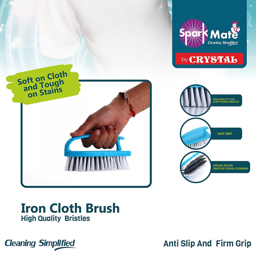 Sparkmate By Crystal Iron Shape Cloth Cleaning Brush With Easy Grip Handle