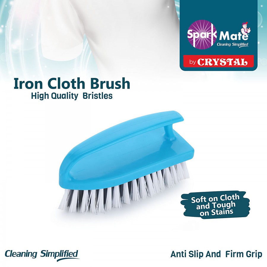 Sparkmate By Crystal Iron Shape Cloth Cleaning Brush With Easy Grip Handle