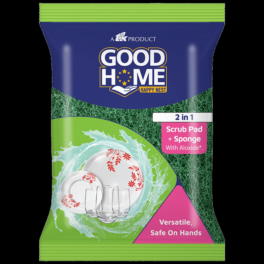 Good Home Scrub Pad - 2 in 1 (Sponge+Scrub Pad)