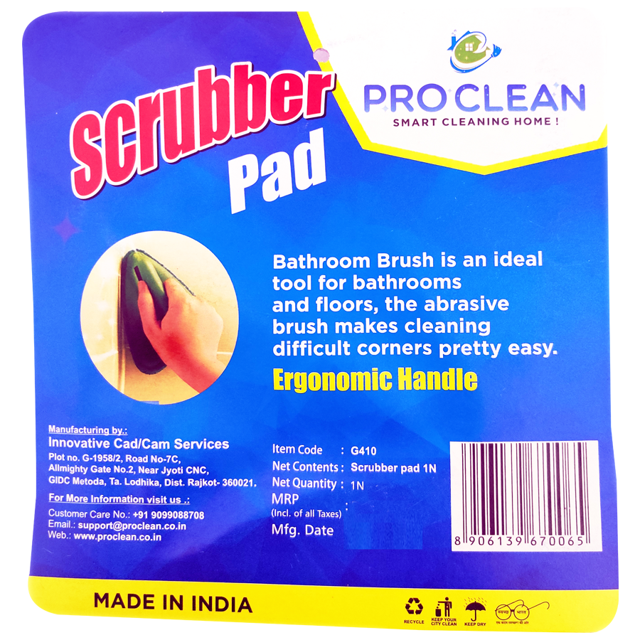 Pro Clean Scrubber Pad With Ergonomic Handle - Durable