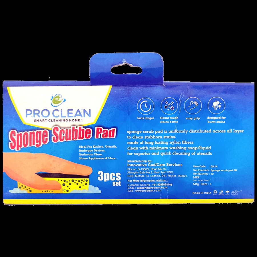 Pro Clean Sponge Scrub Pad - Used For Cleaning