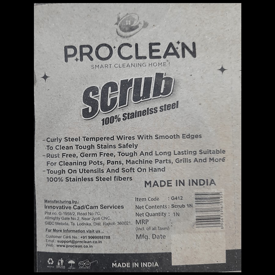 Pro Clean Stainless Steel Scrub - Kills Bacteria & Germs