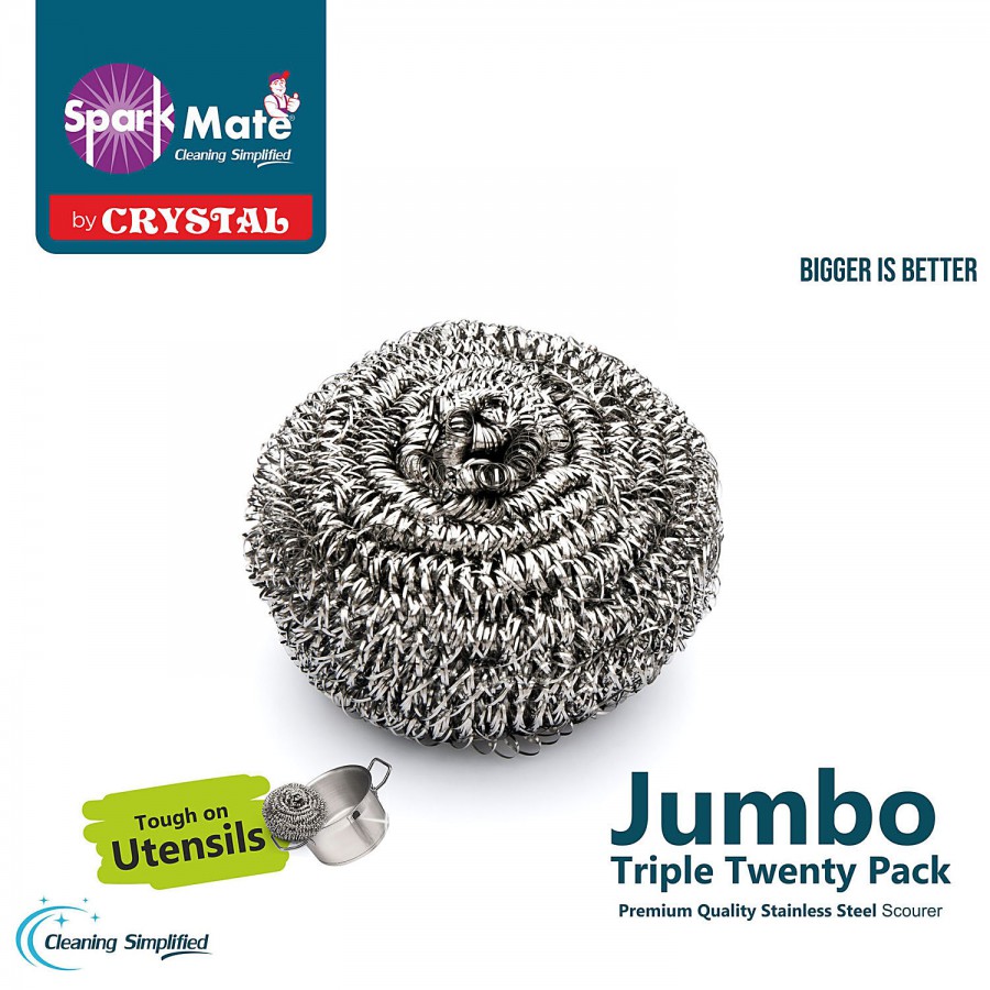 Sparkmate By Crystal Stainless Steel Multipurpose Scrubber/Scourer 20Gram (Pack Of 3)