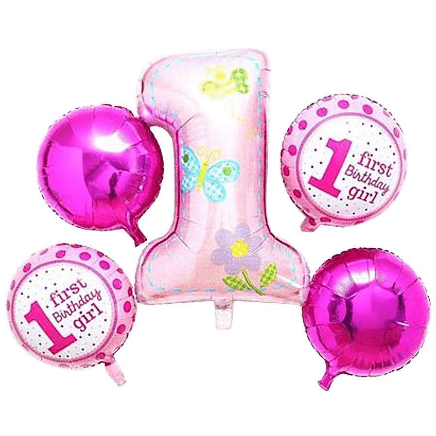 B Vishal Happy Birthday Foil Balloon For Girls - 1 Year