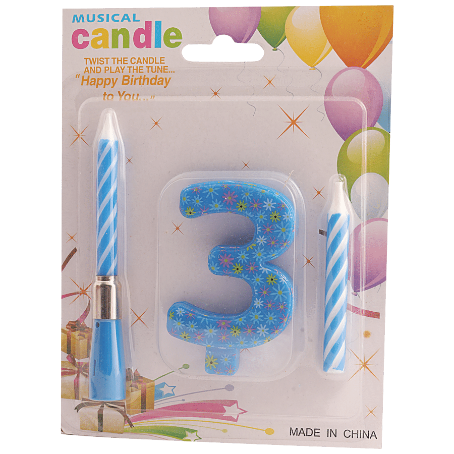 Bvishal Musical Candle With Twisted Number - 3