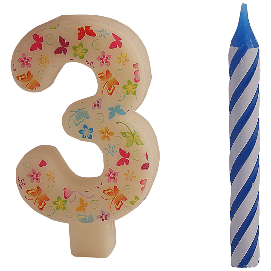 Bvishal Plastic Candle With Twisted Number - 3