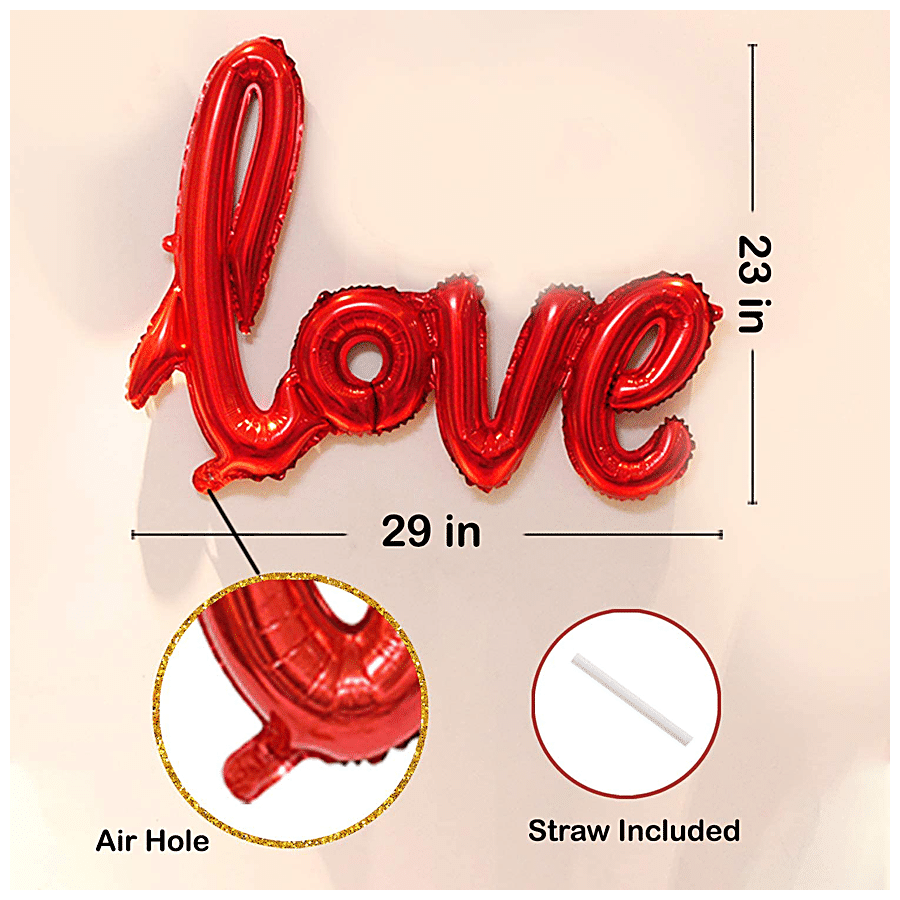 Party Propz Anniversary Combo - Red & Gold Metallic Balloons & Love Foil Balloon