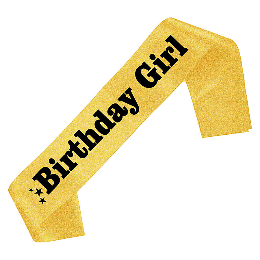 Untumble Birthday Girl Gold Glittering Sash - For Party & Birthdays