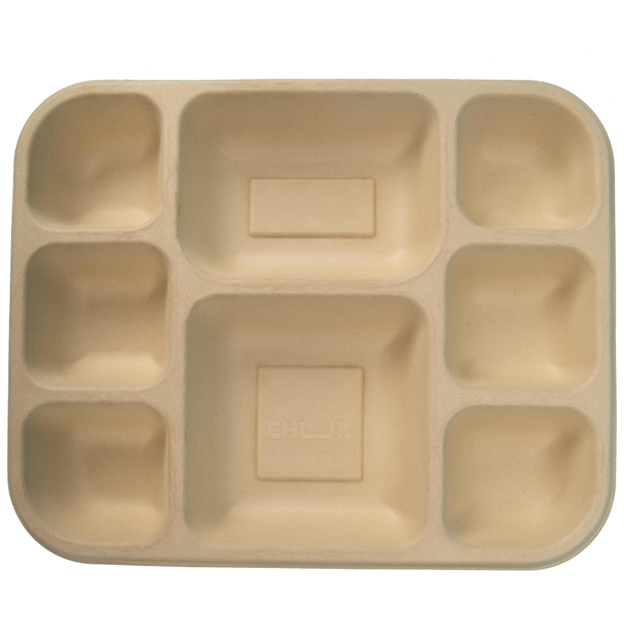 Chuk Sugarcane Bagasse Meal Plate  -8CP Meal Tray