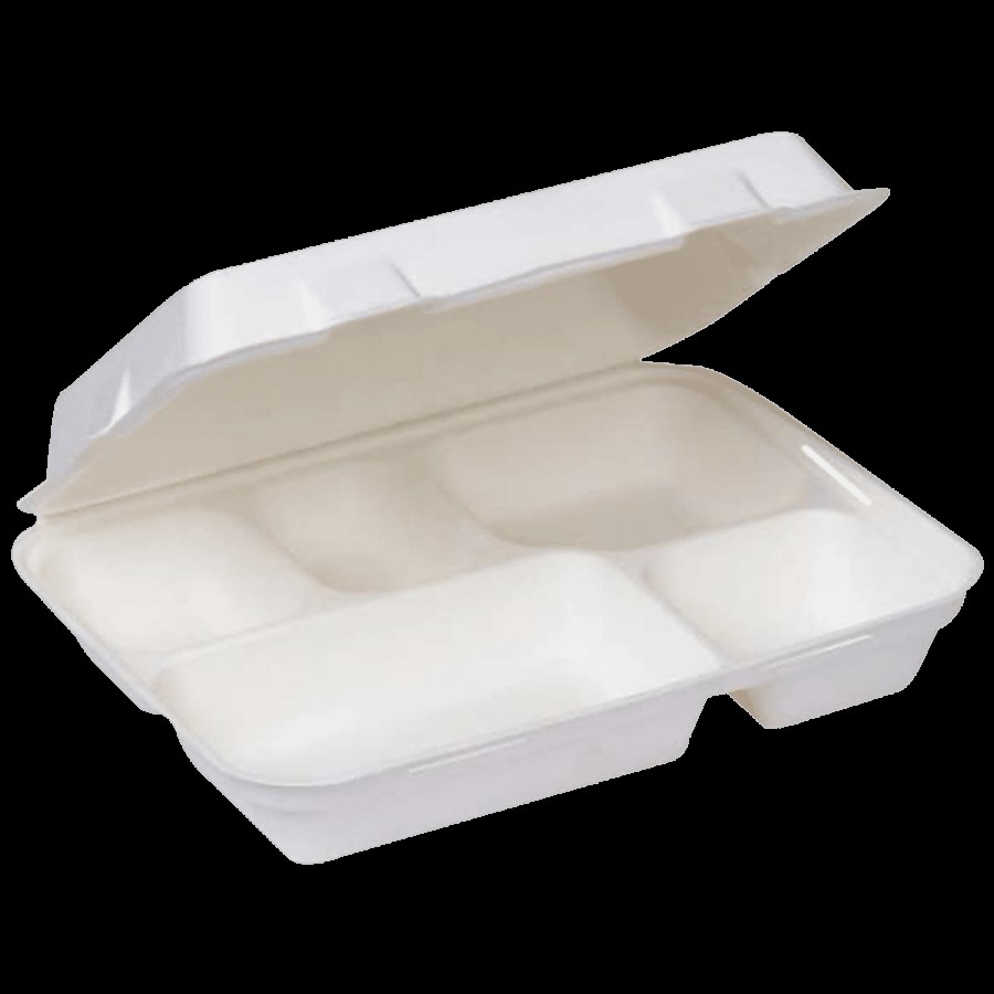 Ecoware Disposable Five Compartment Clamshell Food Box