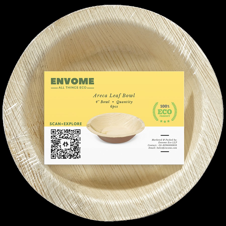 Envome 4'' Round Areca Leaf disposable Bowl - Eco-Friendly