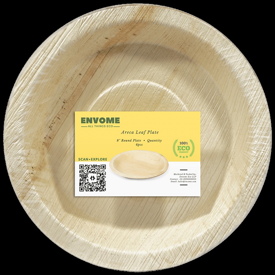 Envome 8'' Round Areca Leaf disposable Plate - Eco-Friendly