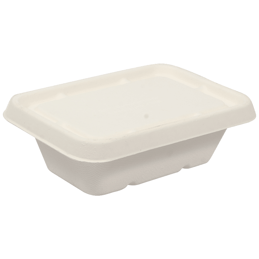 Klassic Disposable Biodegradable Bagasse Food Container With Lid - Rectangle