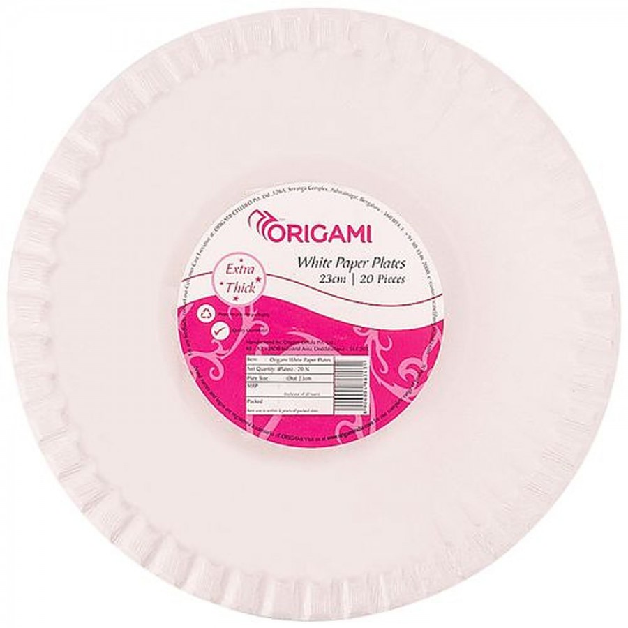 Origami Disposable Printed Paper Plates - 23 cm