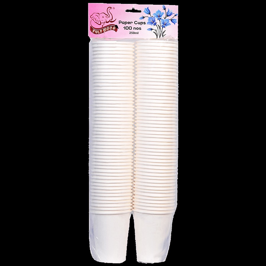 Pulp Wood Disposable Paper Cups - Plain