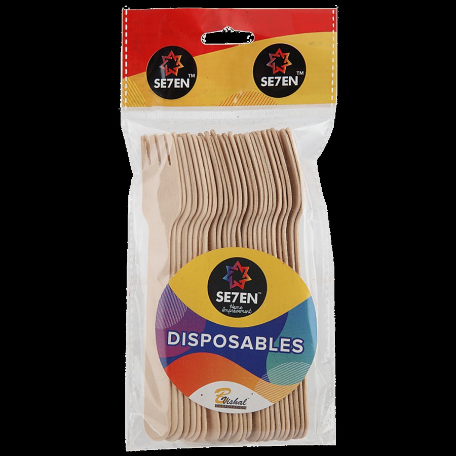 SE7EN Disposable Wooden Fork - Biodegradable