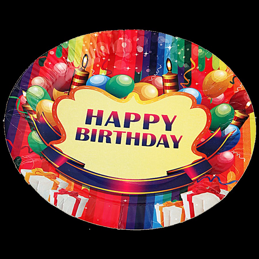 SE7EN Happy Birthday Printed Paper Plate - For Birthday Parties