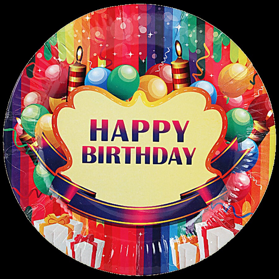 SE7EN Happy Birthday Printed Paper Plate - For Birthday Parties