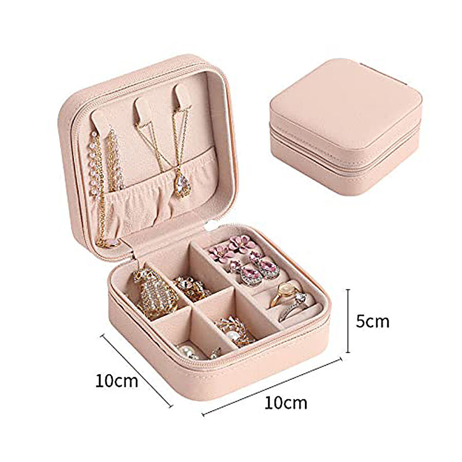 Pearl Fiesta Mini Square Jewellery Organizer/Portable Storage Box - With Leather Zipper