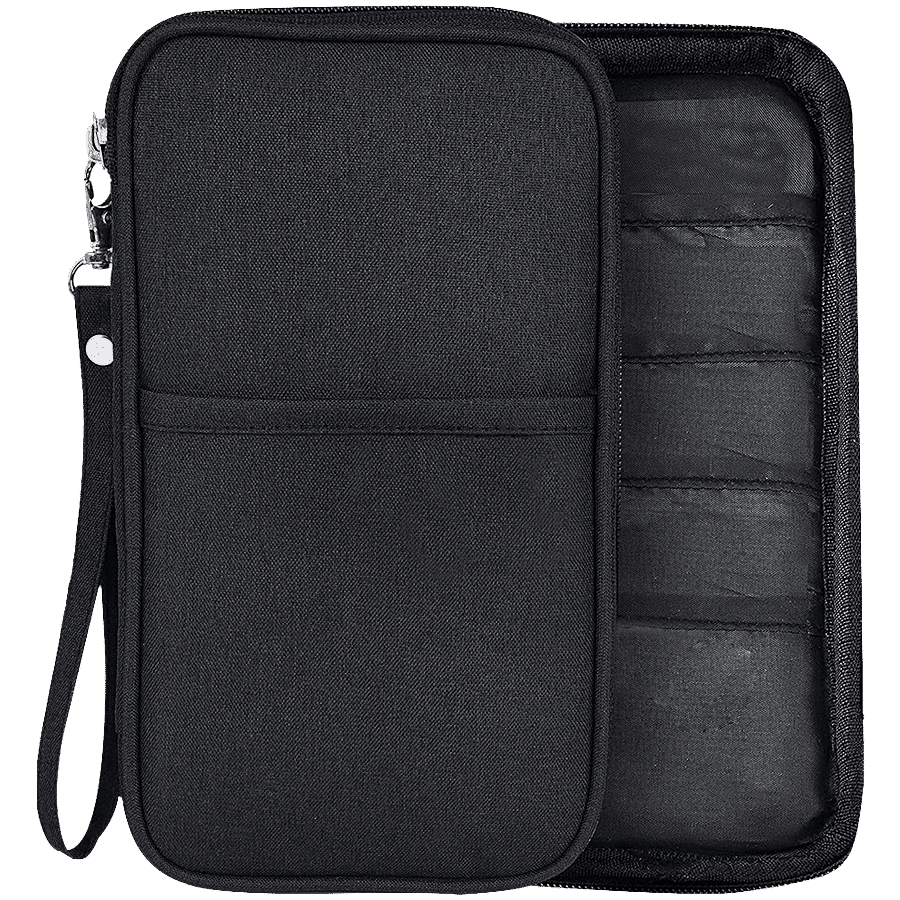 Pearl Fiesta Passport Holder Cover/Travel Wallet Organizer - Black