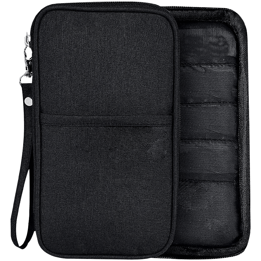 Pearl Fiesta Passport Holder Cover/Travel Wallet Organizer - Black