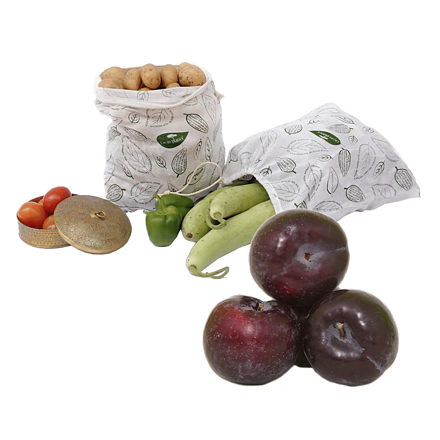 bb Combo Clean Planet Cotton Large Grocery Bag 2pcs+Fresho Plum-Imported 500 g