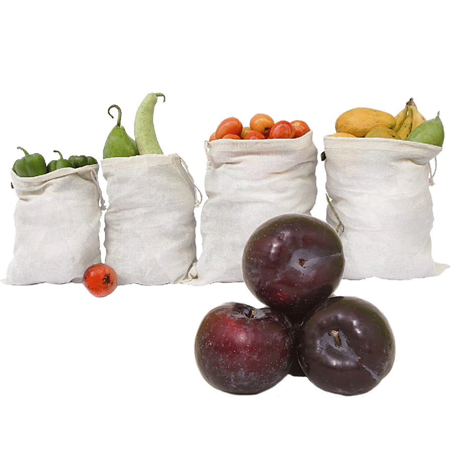 bb Combo Clean Planet Fridge Bags For Fruits & Vegetables 4pcs+Fresho Plum-Imported 500 g