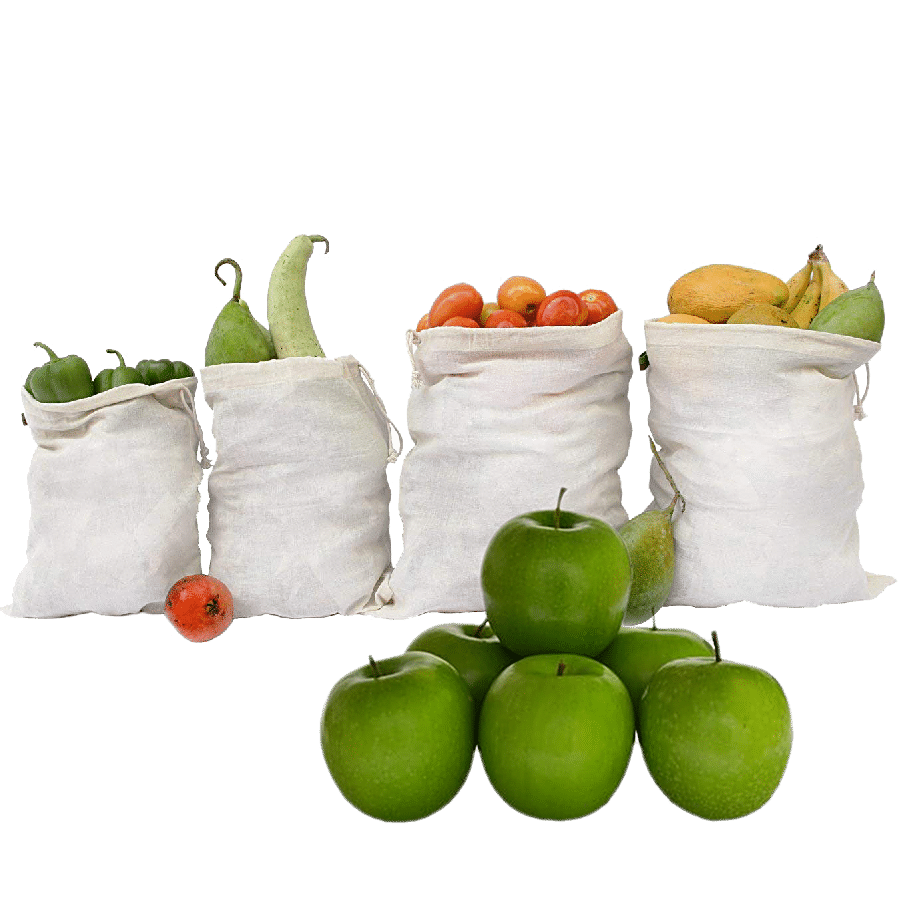 bb Combo Clean Planet Fridge Bags For Fruits & Veggies+Fresho Apple-Green