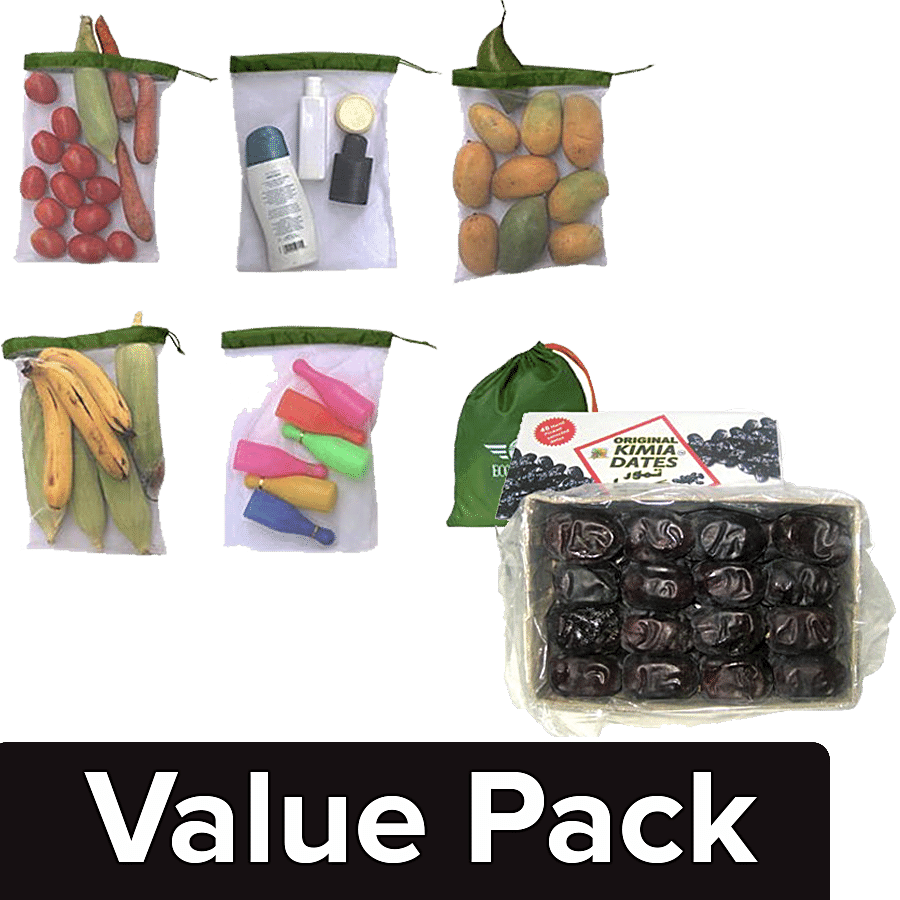 bb Combo Eco Nation Multipurpose Mesh Bag 6 pcs + Fresho Dates - Kimia